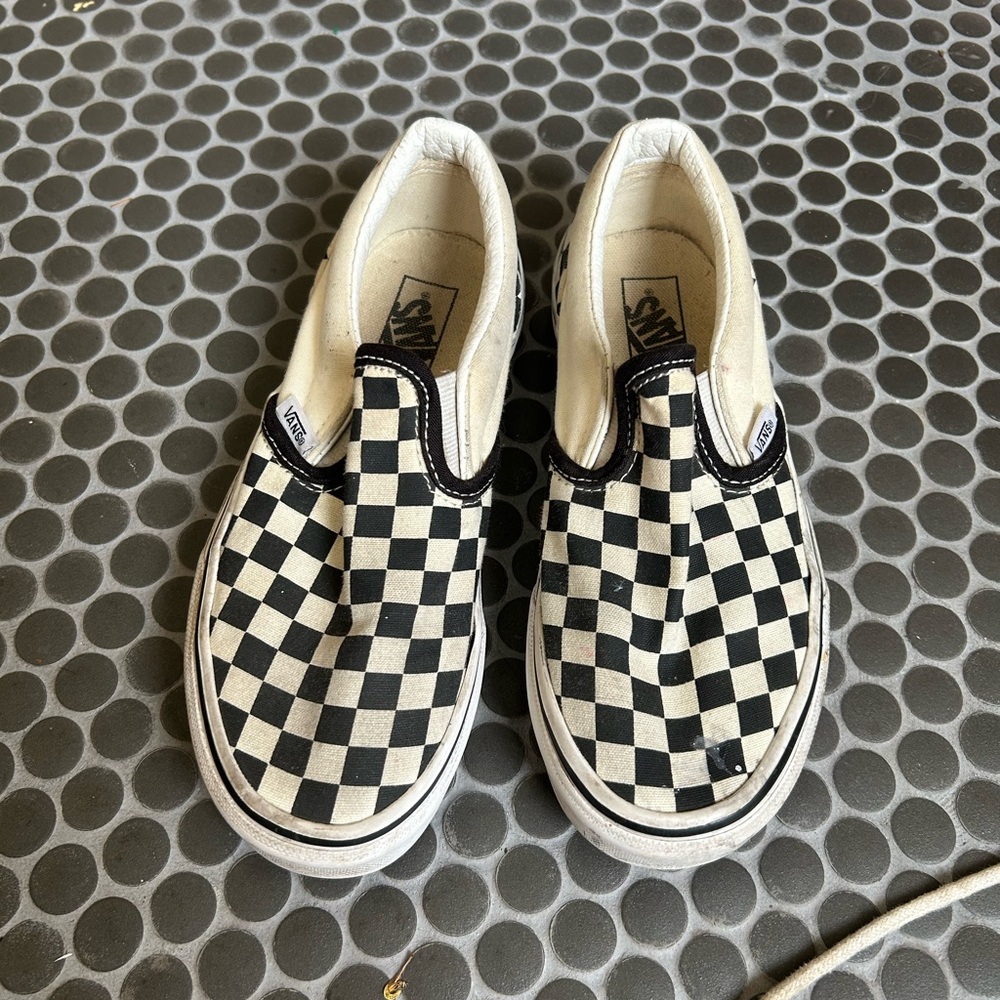 Vans Kids Black and White Checkered Slip-On Sneakers